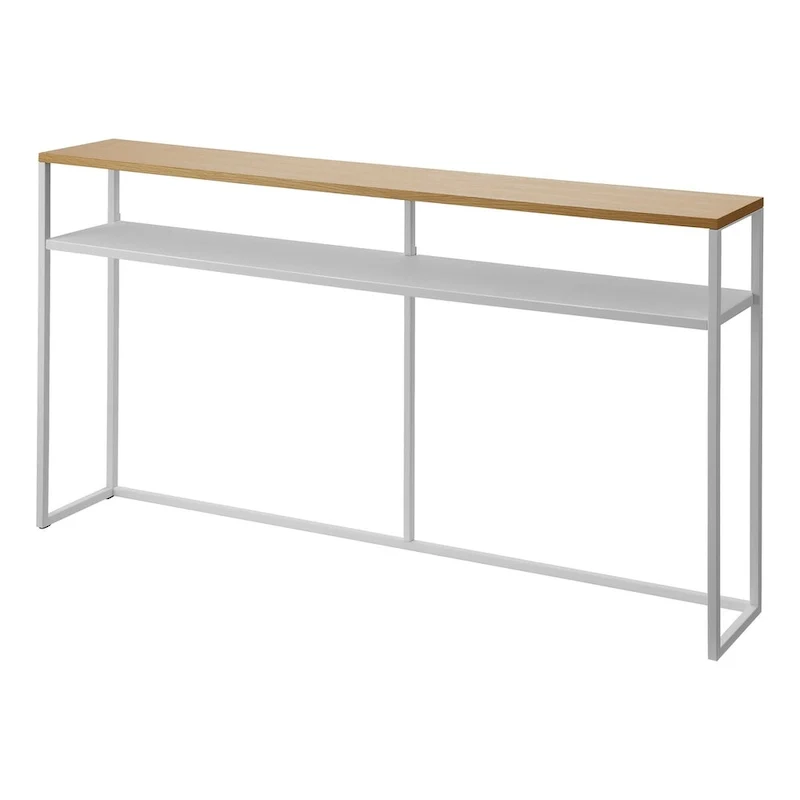 Long Console Table with Hooks and Shelf