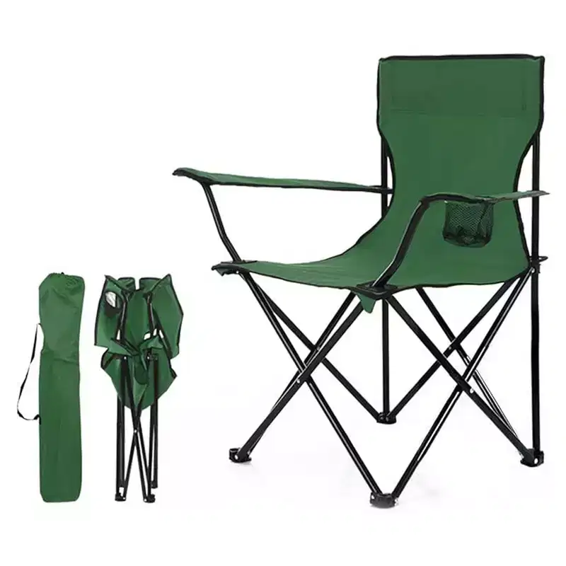 Foldable Camping Chair with Cup Holder & Carrying Case, Green