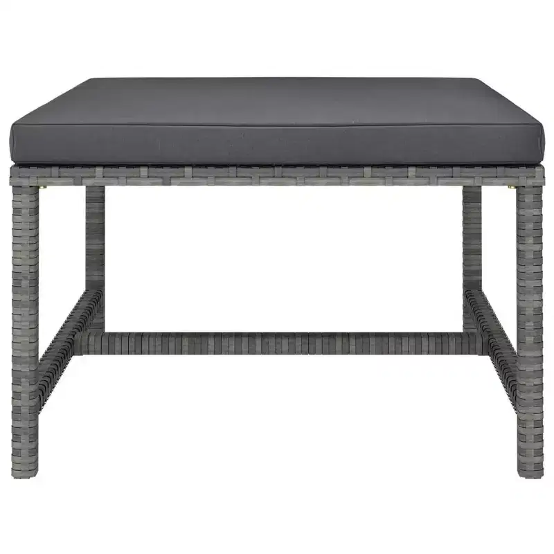 vidaXL Footrest Grey PE rattan, powder-coated steel Medium Modular