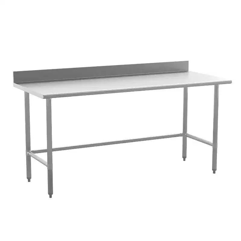 Commercial Grade Stainless Steel Open Base Kitchen Prep Work Table with Backsplash
