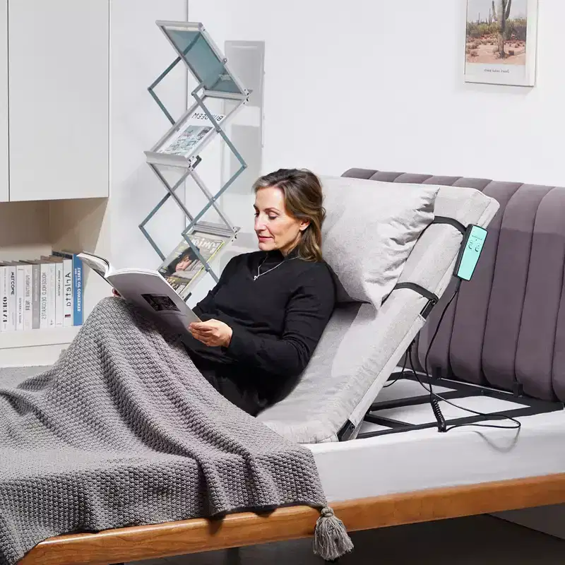 VEVOR Electric Lifting Backrest for Bed, 300 lbs Capacity, 4-68 Adjustable Lifting Bed Backrest, with Headrest & Legrest, Machine Washable, Gray