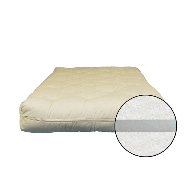 Cotton & Foam Futon Mattress – Natural, Handcrafted, GREENGUARD Gold Certified, Twin / Full / Queen
