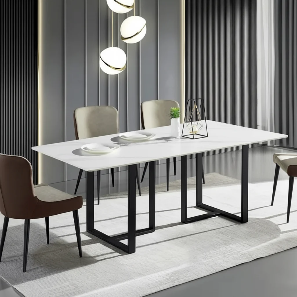63 Modern and Minimalist Rectangular Stone Dining Table