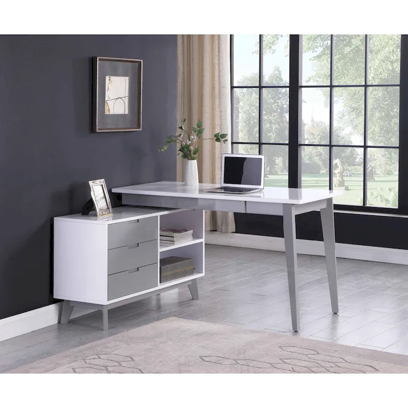 Somette Modern 2-Tone Rotating Wooden Computer Desk
