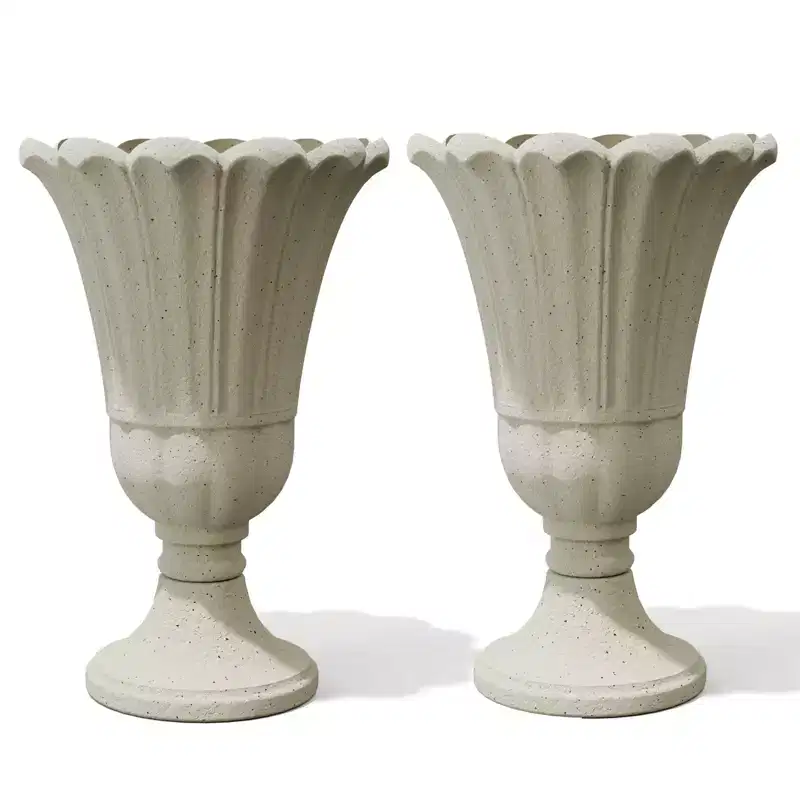 NAYSAYE Planter Trophy Flower Pot Set of 2 Elegant Hardwearing Durable HDPE Material for Indoor Outdoor Garden, 15.75*15.75*23.62