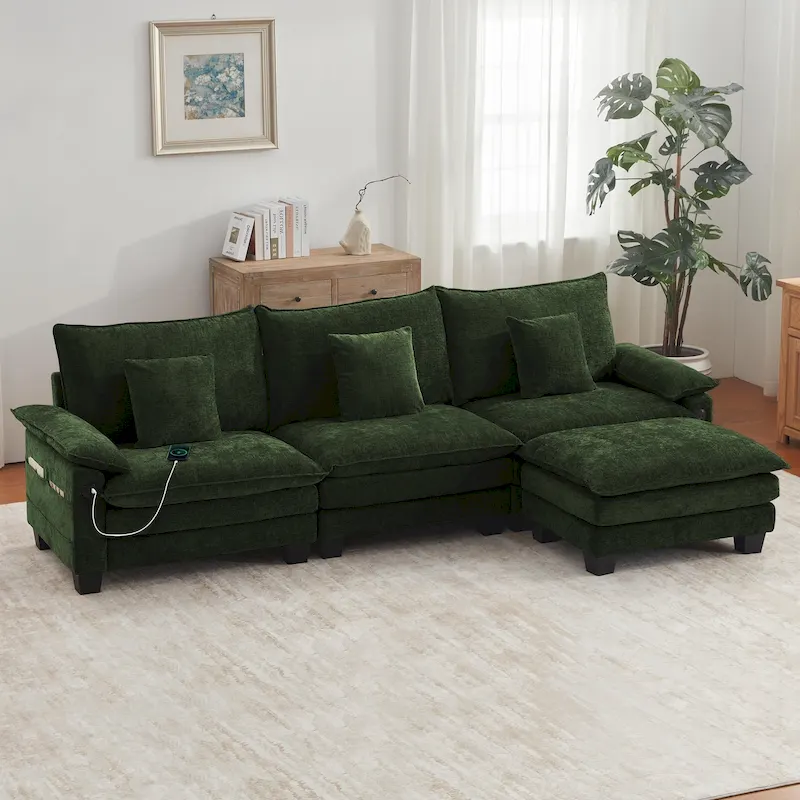 Modular Sectional Sofa Set Convertible Sectional Sleeper Sofa with Chaise for Apartment