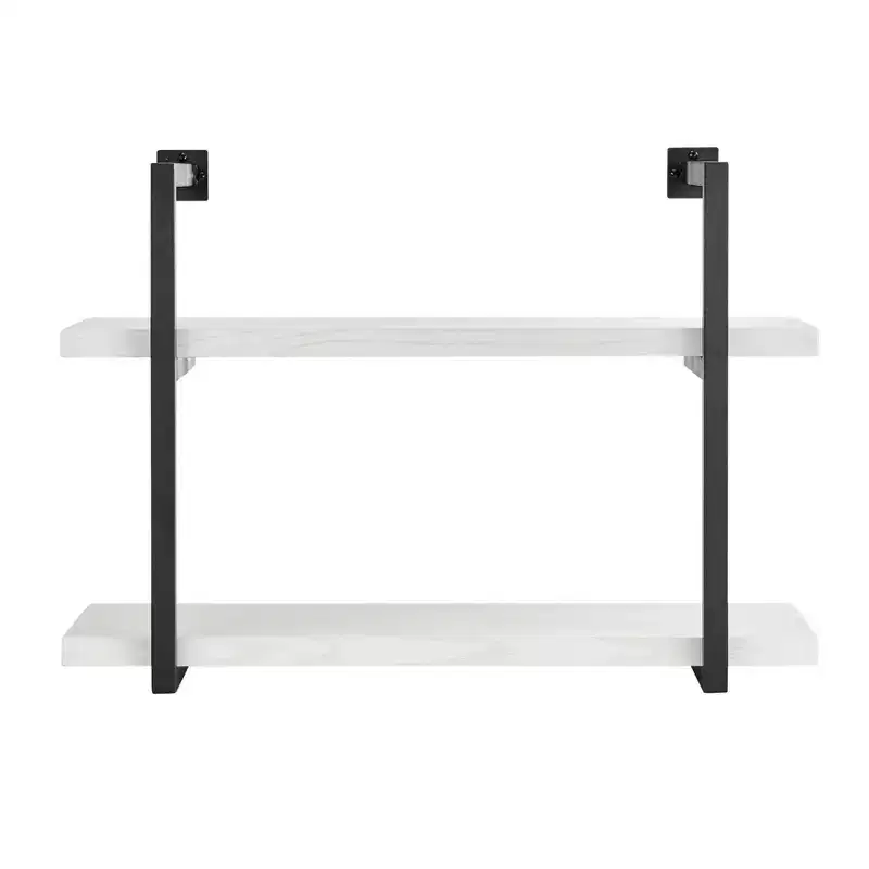 31.5 x 22.5 Modern 2 Tier Hanging Bracket Wall Shelve White Birch - Danya B.: Chic Storage, Metal MDF
