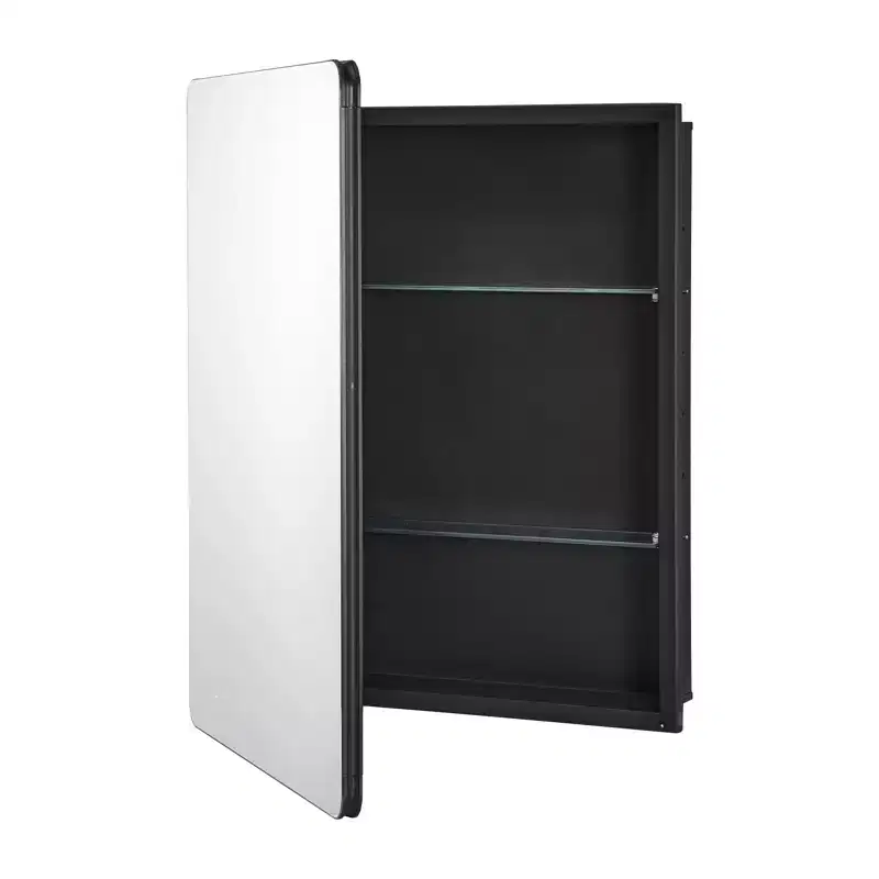 VEVOR Medicine Cabinet, 24 x 30 inch, Medicine Cabinet for Bathroom with Mirror, Aluminum Frame Bathroom Wall Cabinet, Black