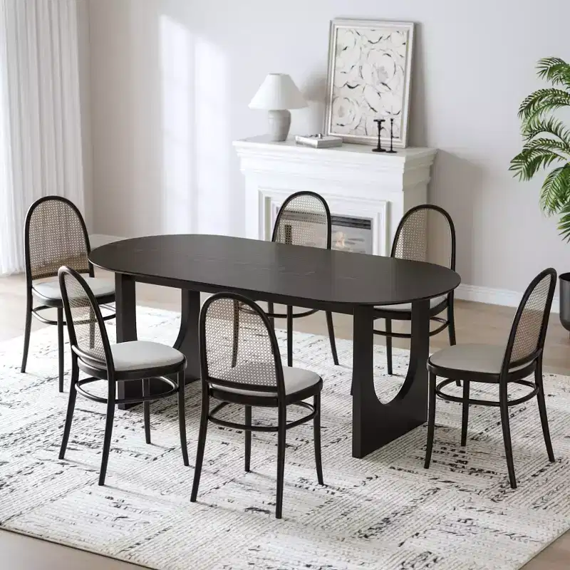 67 Wood Oval Dining Table for 4-6, Farmhouse Modern Kitchen & Dining Room Table