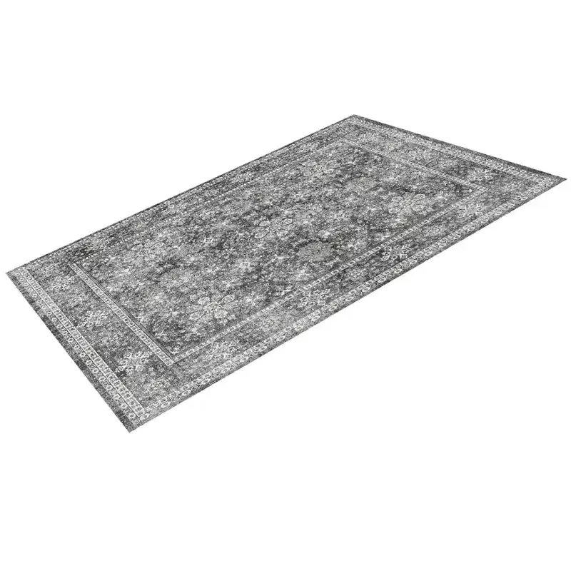 VEVOR Area Rug, 8 x 10 ft Large Washable Rug, Non-Slip and Tear-Resistant Soft Carpet, Pet Friendly Vintage Area Rugs, Indoor Mat for Bedroom, Gray
