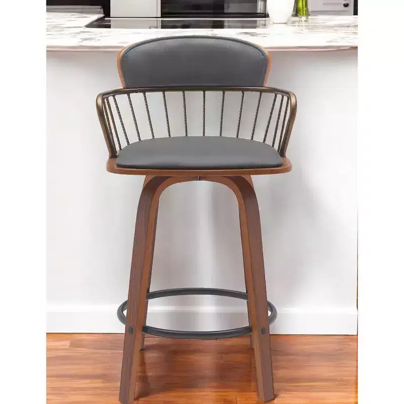 26-Inch Faux Leather Swivel Counter Height Bar Chair