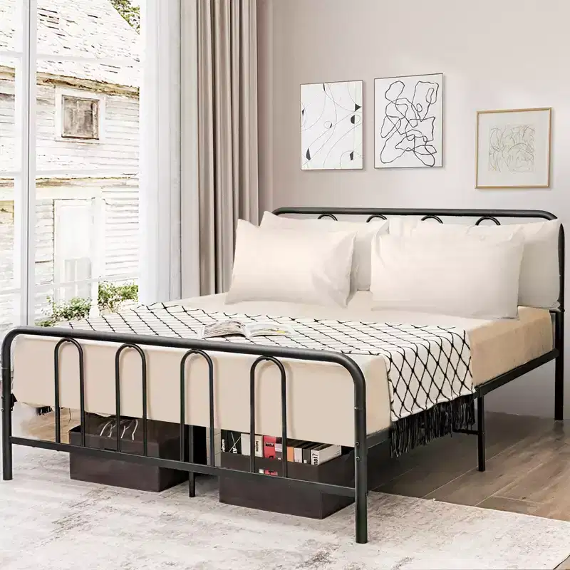 Costway Stylish Full Size Metal Bed Frame Platform Bed Base w/ Headboard & Footboard