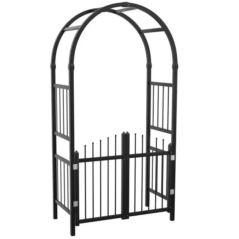 Karl Home 86 In. Black Pvc Garden Arbor With Gate