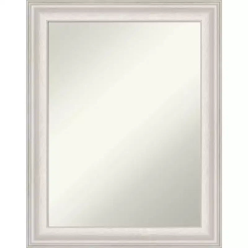 23 x 29 Non-Beveled Trio White Wash Silver Bathroom Wall Mirror - Amanti Art: Modern Rectangle, Includes Mount Hardware