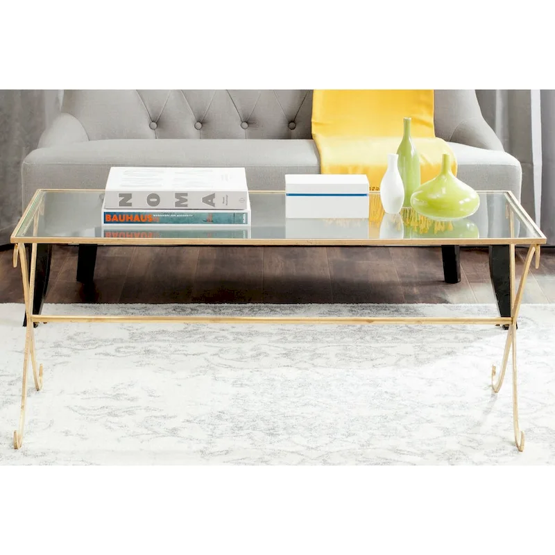 Gold/ Tempered Glass Top Coffee Table - 43 x 20 x 18.3 - 43Wx20Dx18H