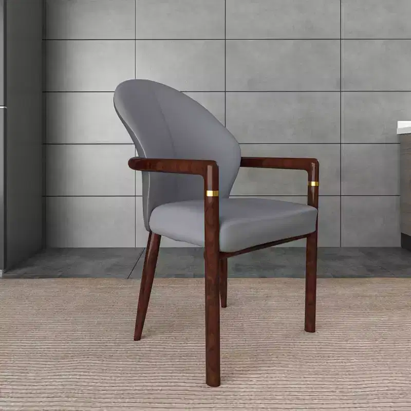 LeisureMod Opaline Set of 2 Wooden Dining Arm Chairs with Leather or Velvet Upholstery, Modern Accent Chairs for Dining Rooms