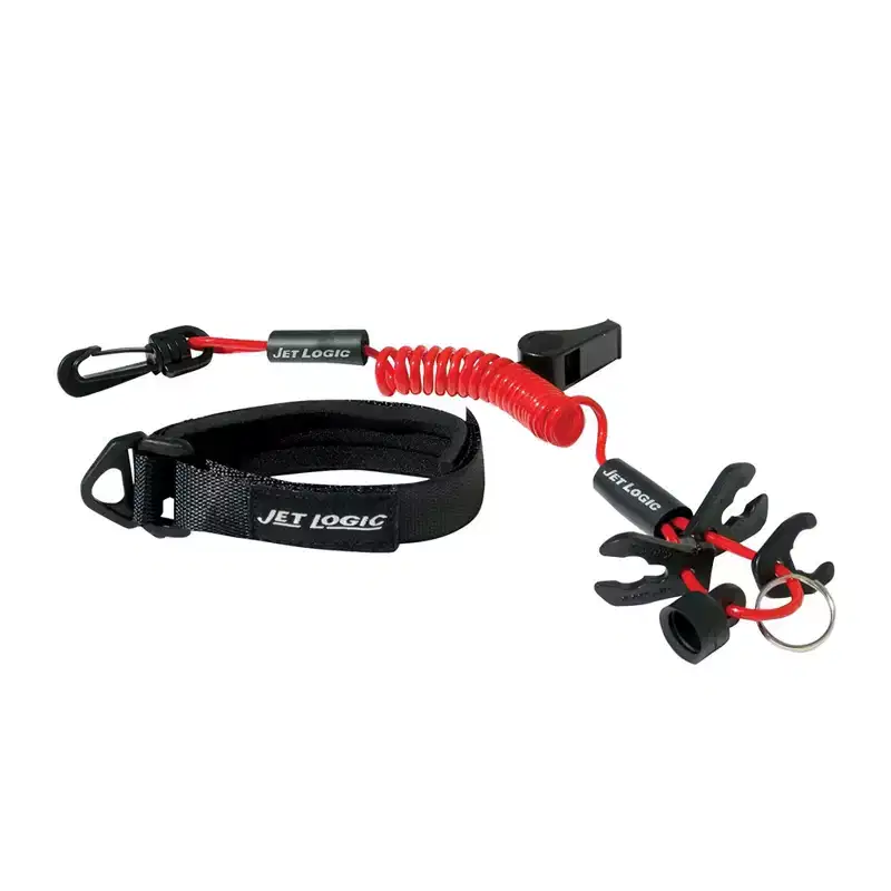 Kwik Tek UL-2 Ultimate Lanyard Buoyant Keychain for Jet Skis, Water Scooters, and PWC with Floating Wristband and High Pitch Emergency Whistle, Red