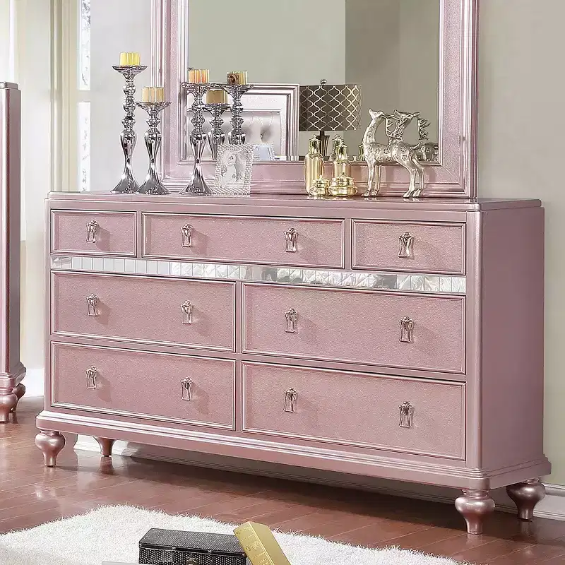 Coleman 7-Drawer Dresser �C Rose Gold Finish, 162,6 cm Wide Bedroom Storage