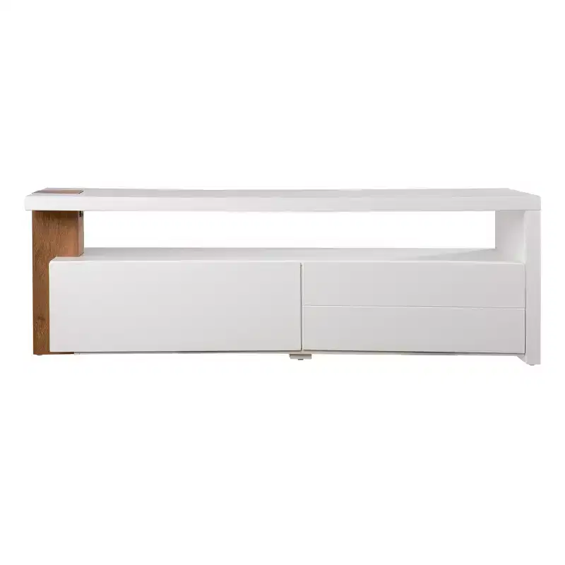 Contemporary Media Stand with Storage - White