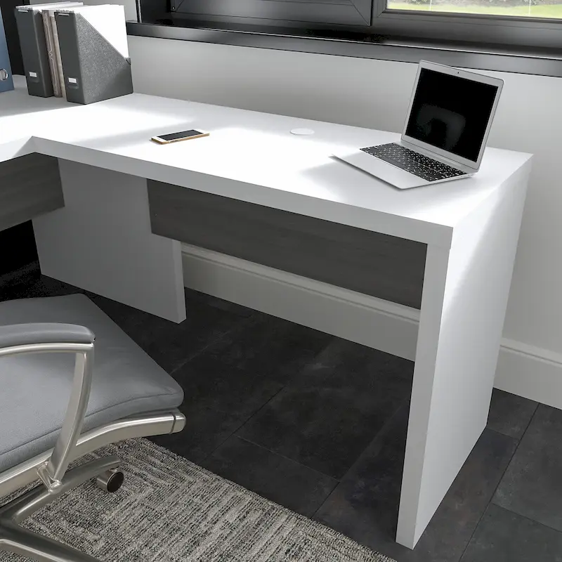 42W L/U-Shape Desk Return — White, Gray & Charcoal | 1-Person