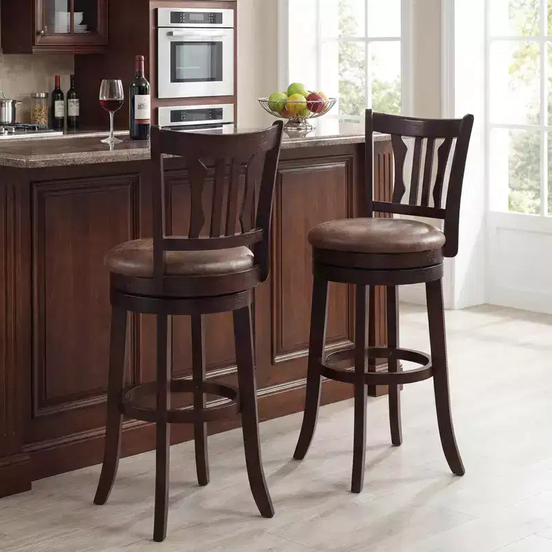 Costway 30 Bar Height Swivel Bar Stools Set of 4 w/Back & Faux Leather Seat