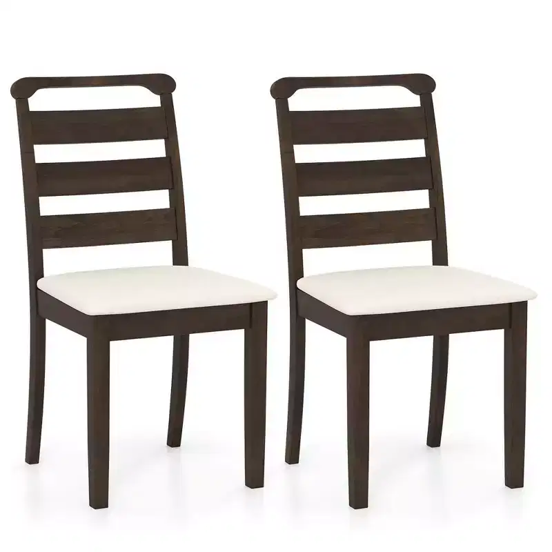 Costway Modern Dining Chair Set of 2/4 Upholstered Farmhouse Chairs with Rubber Wood Frame