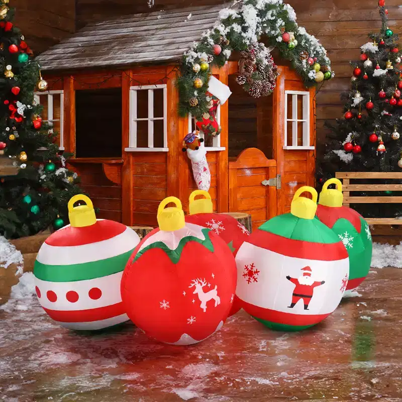 6.9 FT Christmas Inflatable Decoration, Inflatable Five Christmas Balls, Funny Blow Up Yard Decorations for Holiday Party Front Yard Lawn Garden Decor