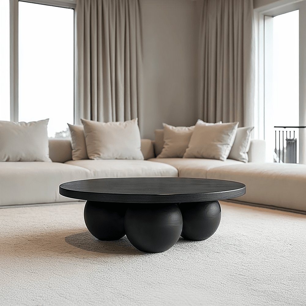 Matte Black Round Coffee Table