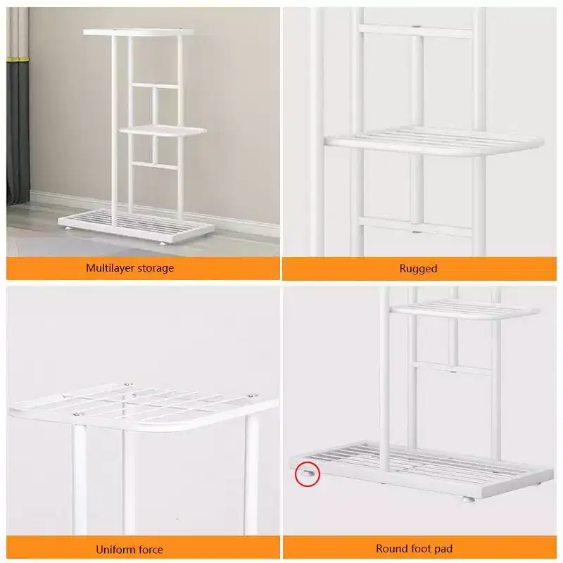 Modern Metal Plant Stand, Corner Display Shelf, Space-Saving Flower Pot Rack, Tiered Flower Pot Holder & Organizer, for Living Room, Balcony