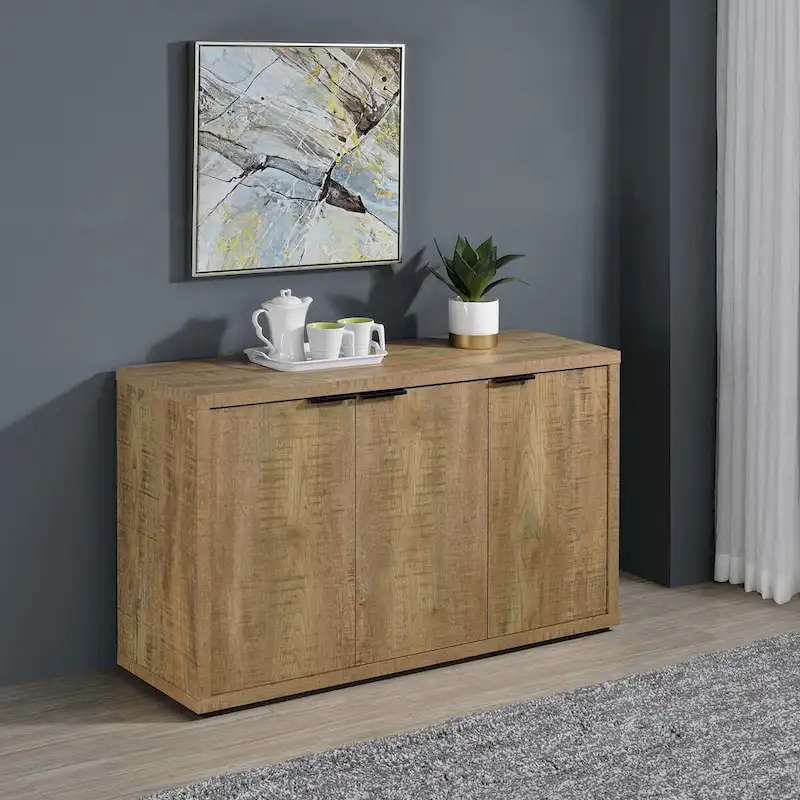 3-Door Accent Cabinet with Adjustable Shelves, Mango Finish