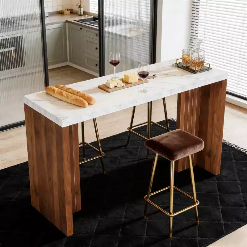 GDFStudio Andrew Modern 55 Faux Marble Bar Height Table