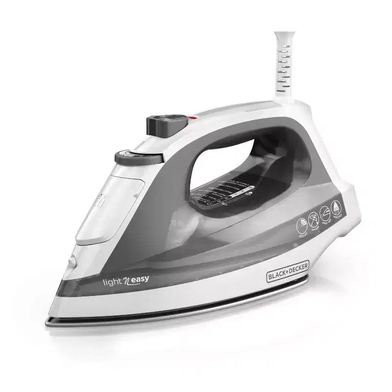 BLACK+DECKER Light N Easy Compact Steam Iron, IR1020S, Stainless Steel Soleplate, Spray Mist, Anti-Drip, Auto Shutoff