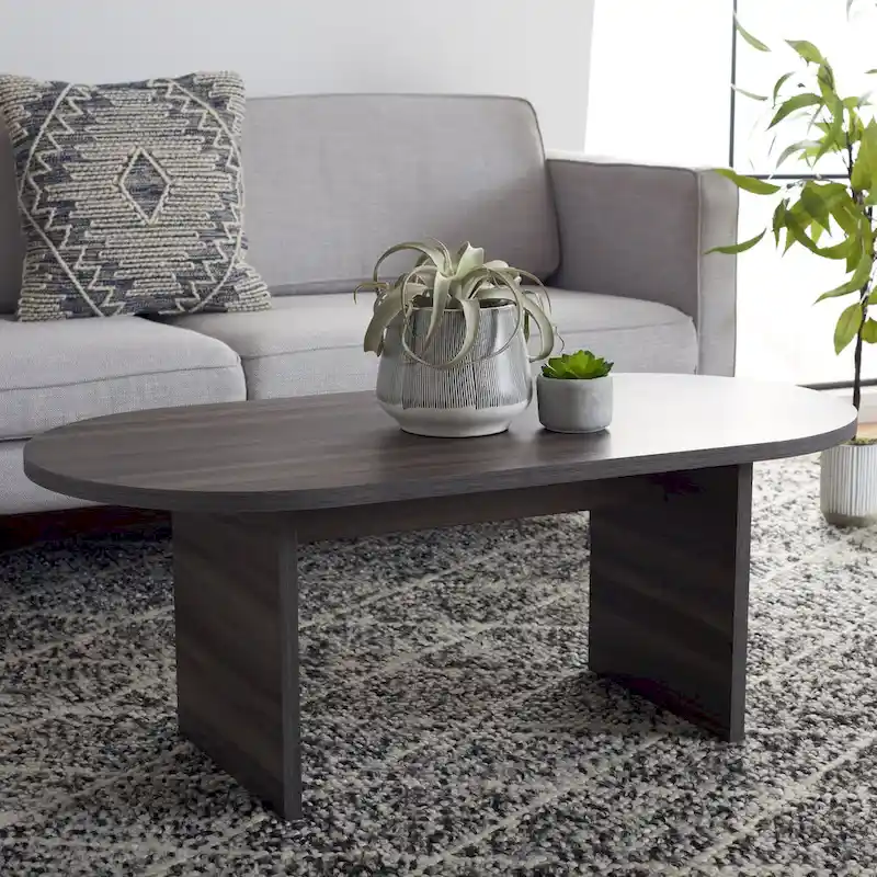 Modern Oval Coffee Table - 47 In. W x 24 In. D x 18 In. H - 47Wx24Dx18H