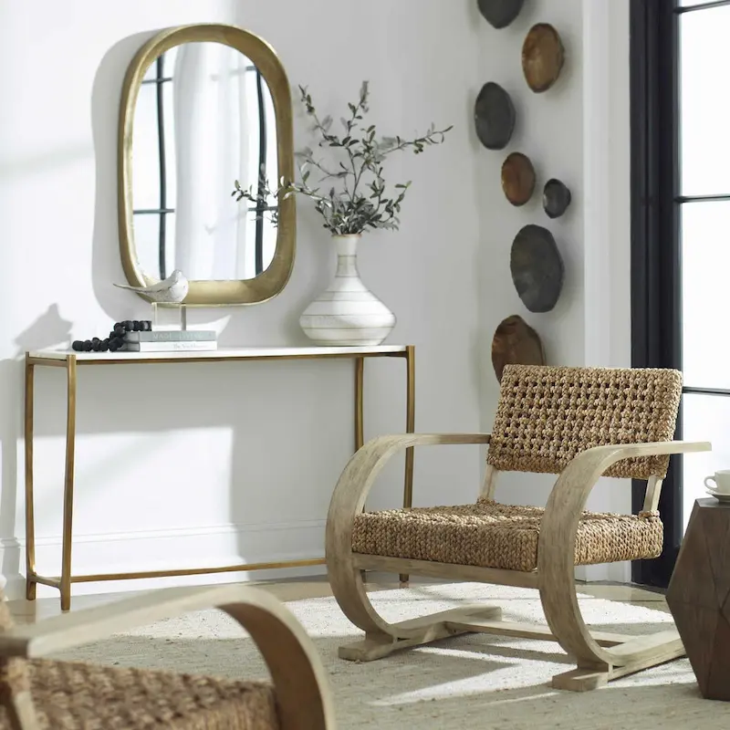 Affinity Marble Top Console Table - 47.25 - White and Gold