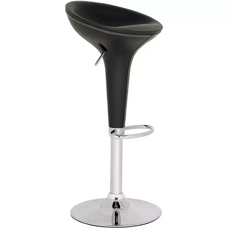 Alpha Leather Contemporary Bombo Style Adjustable Barstool