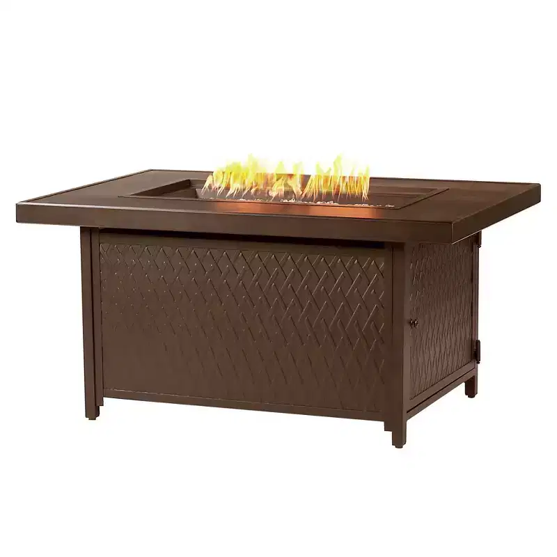Oakland Living Aluminum Rectangle 55000 BTUs Propane Textured Weave Design Outdoor Patio Dining Table