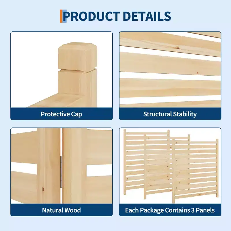 Double-sided outdoor privacy screen with flower pots, wooden fence cover, ideal for patios and gardens, perfectly conceals air conditioner units.