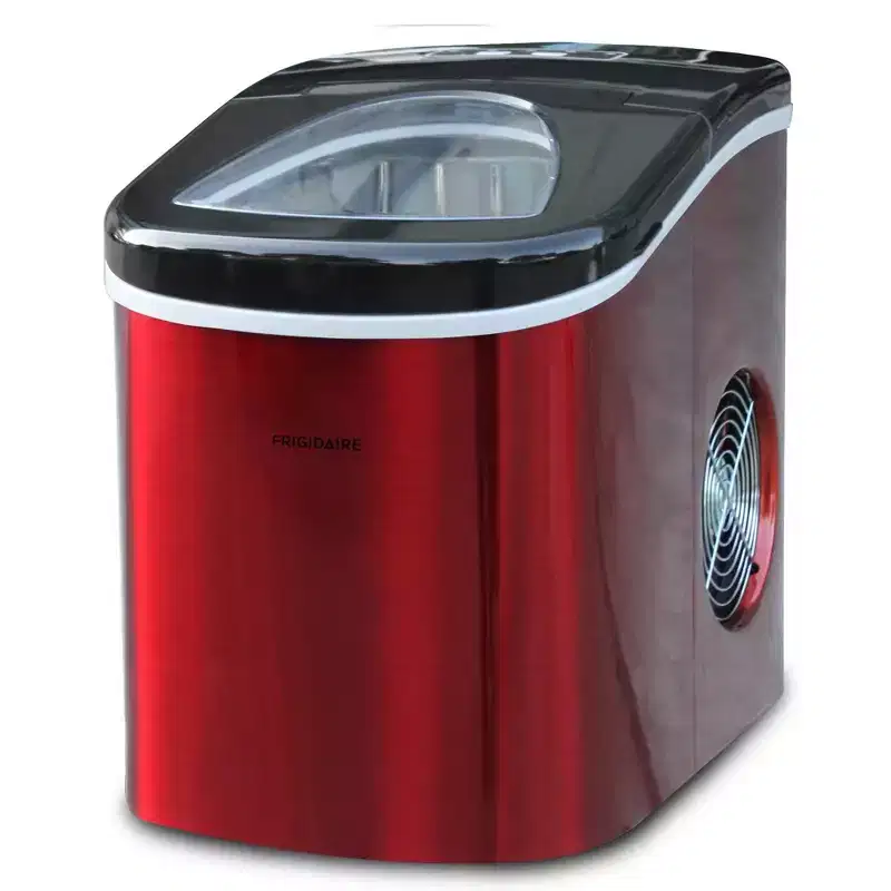 Frigidaire Countertop Ice Maker - Red: Portable Stainless Steel Ice Machine, 26 lbs Daily Production, Bullet Shape