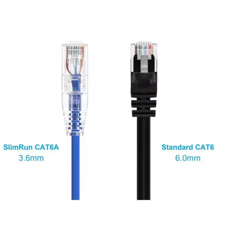 Monoprice Cat6 Ethernet Patch Cable - 1 feet - Blue | Snagless RJ45 Stranded 550MHz UTP CMR Riser Rated Pure Bare Copper Wire 28AWG - SlimRun Series