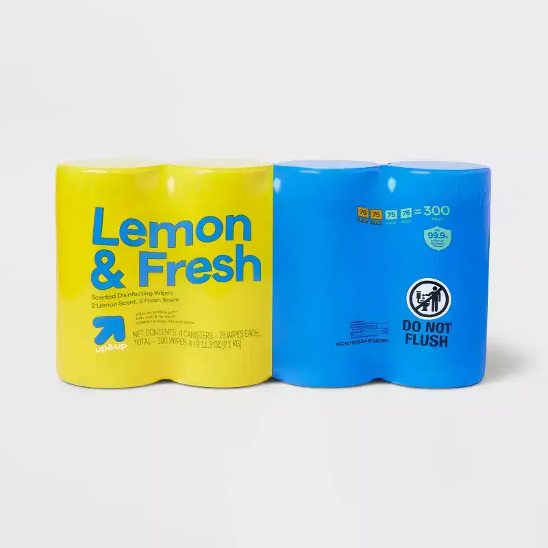 Lemon and Fresh All Purpose Disinfecting Wipes - 300ct/4pk - up&up™: Plastic Canister, Multipurpose Cleaner
