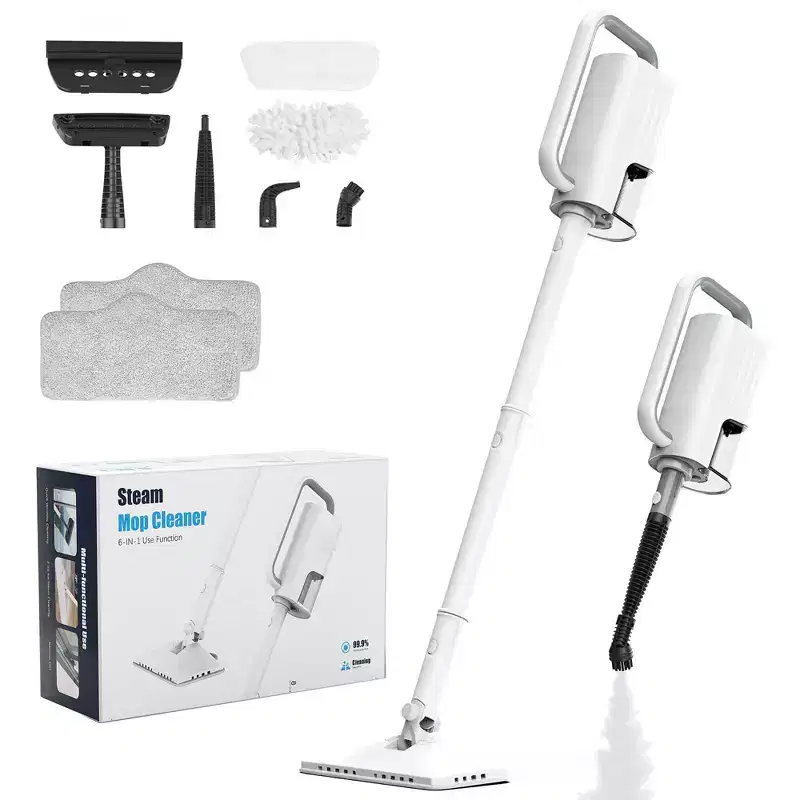 Teendow 6-in-1 Steam Mop for Floor Cleaning, Multi-Function Steam Vacuum Cleaner for Hardwood Floors and Carpet, White