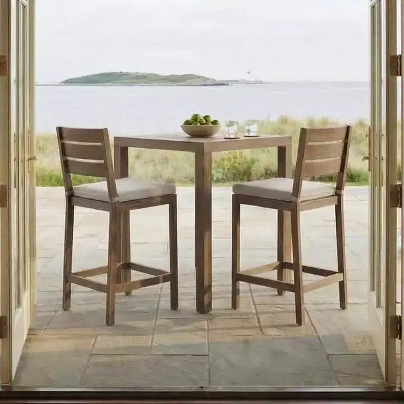 Martha Stewart Bedford 5 Piece Aluminum Patio Set, 4 Bar Stools with Cushions, 35.5 Square Patio Table