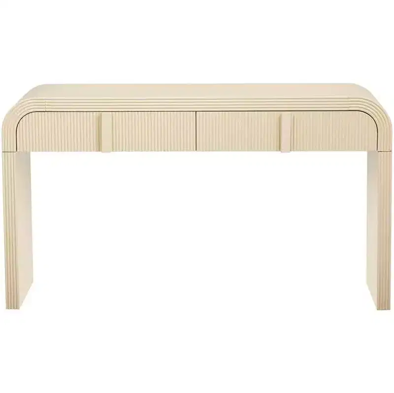 55 Modern Glossy Console Table, Rounded Sideboard Storage Cabinet with 3 Drawers, for Entryway, Living Room, Dining Room