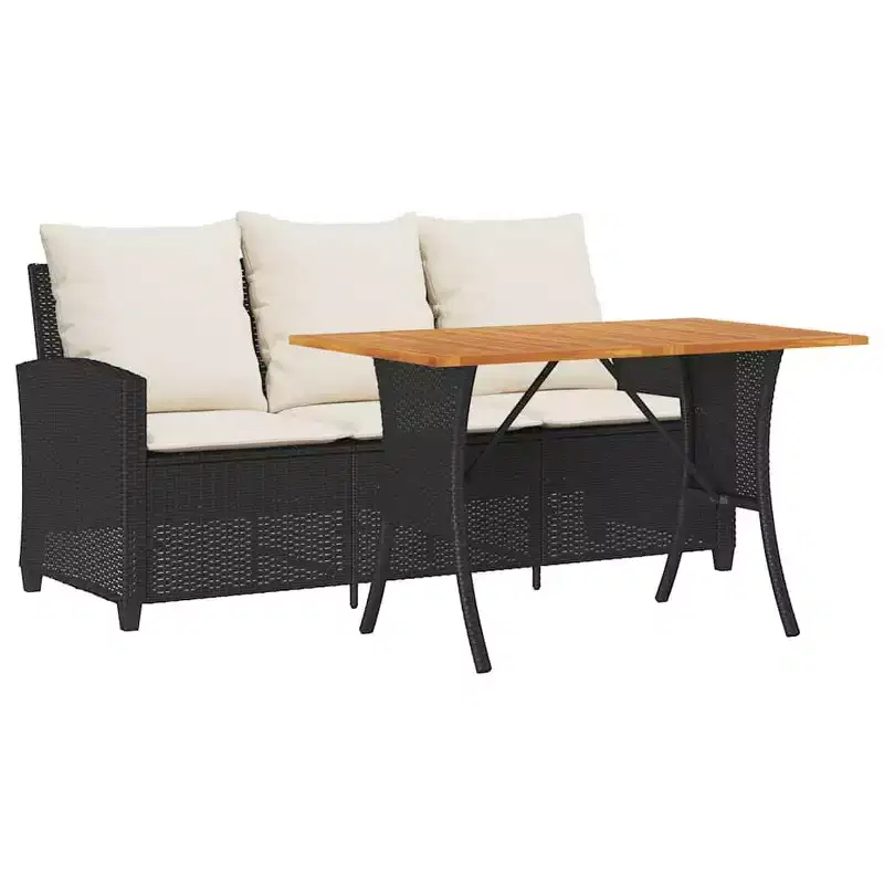vidaXL Garden Sofa Black and Cream White