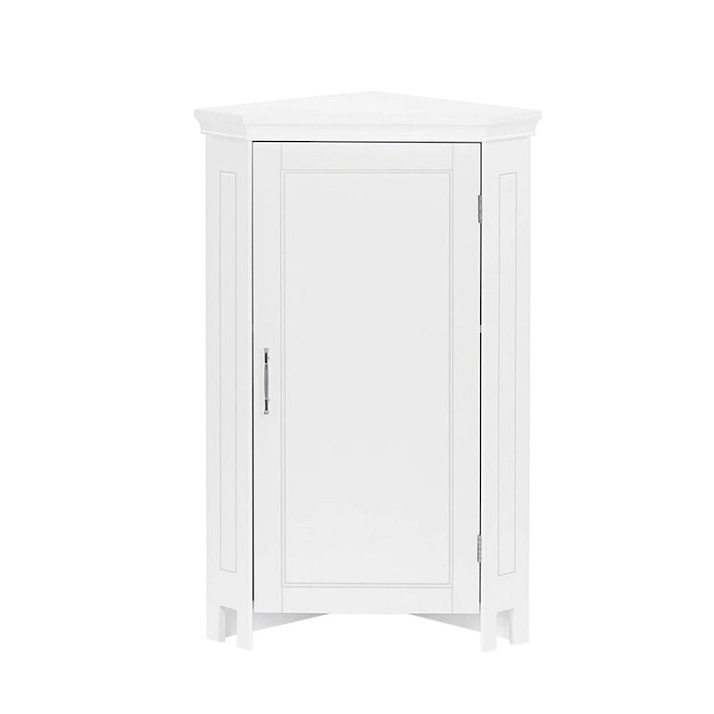 RiverRidge Somerset Corner Floor Bathroom Storage Cabinet Organizer with Doors and an Adjustable Shelf - White