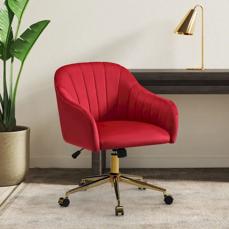 Velvet Tufted Swivel Chair �� Adjustable Height, Single, Gray/Pink/Navy Blue/Black/Green/Ivory/Red