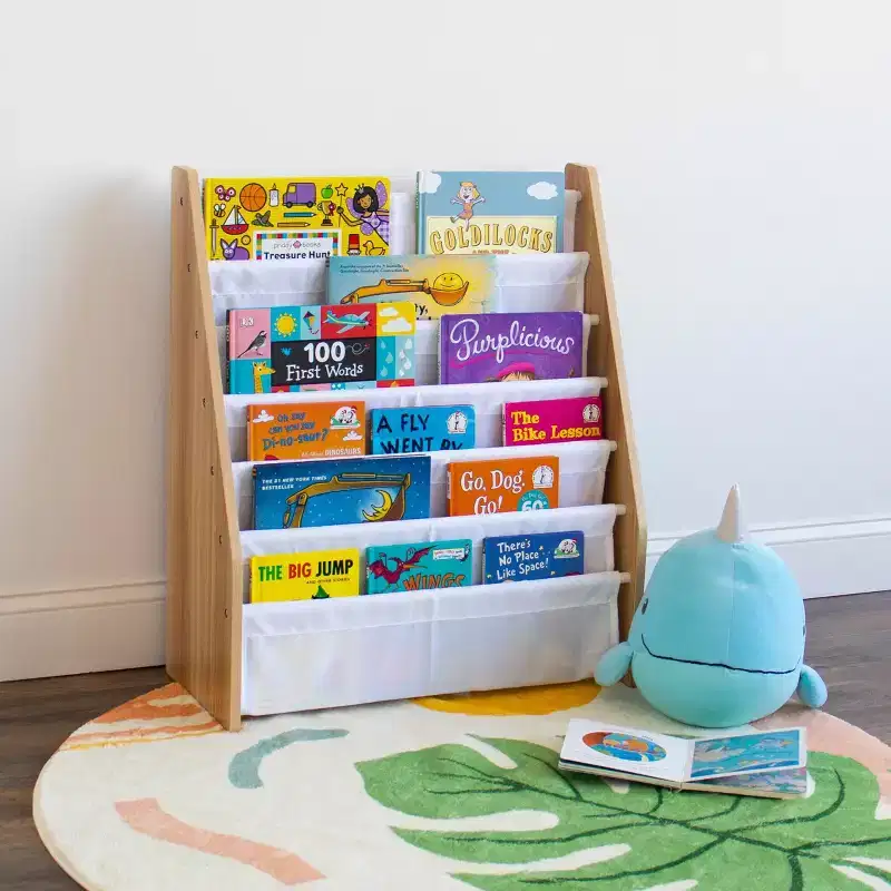 Kids' Supersize 6 Tier Bookrack White/Natural - Humble Crew
