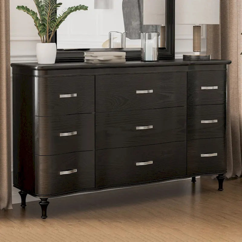 Furniture of America Seabliss Glam Solid Wood 9-Drawer Double Dresser