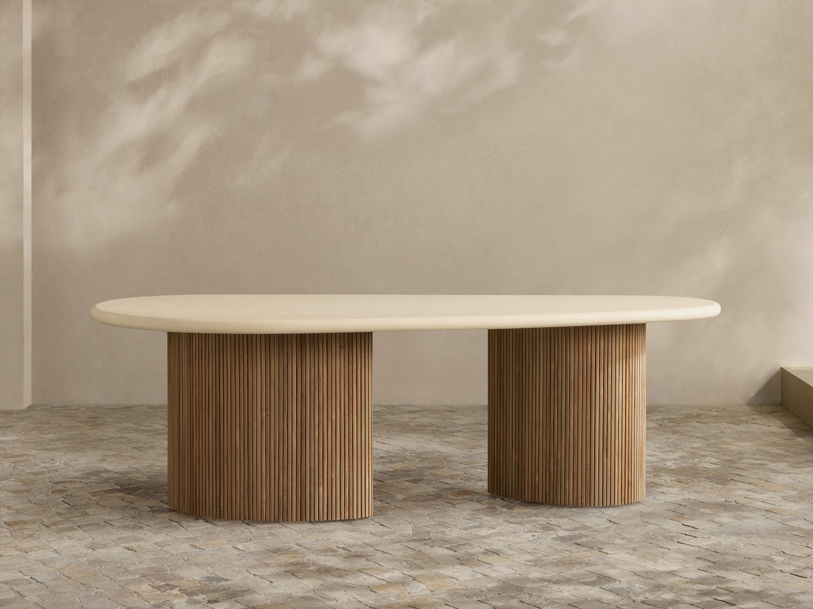 Outdoor Dining Table in Limestone