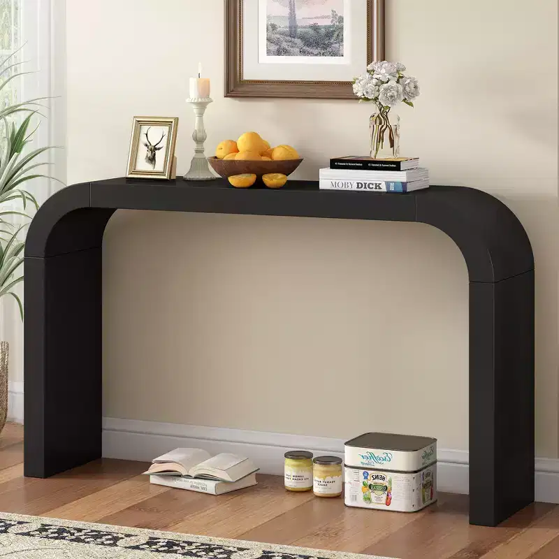 Whisen 52 Wood Console Table with Curved Edge